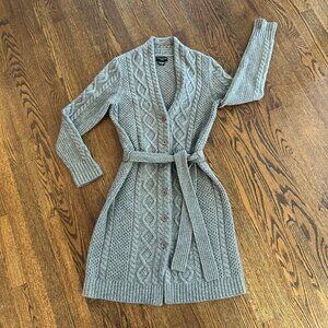 100% Cashmere Sweater Coat, Gray / Size Large